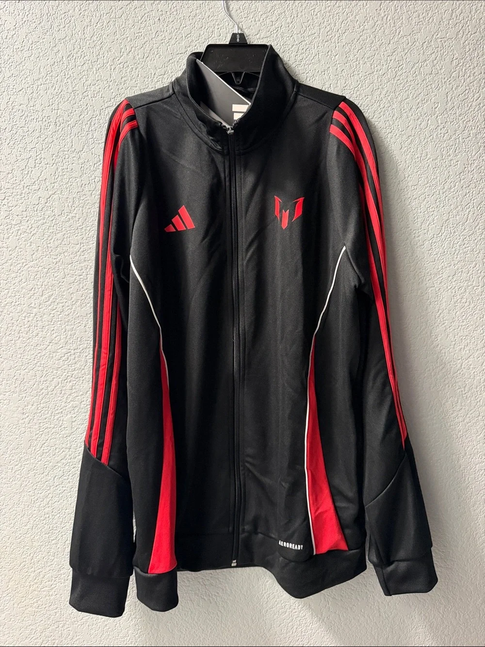 adidas Women's Black and Red Bomber-Style Track Jacket